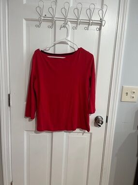 Talbots Red Boatneck Long-Sleeve Top